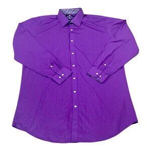 Thomas Stone Shirt Mens XLT 17/17.5 Purple Dress Button Up Pocket Office Casual